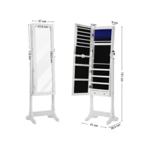 rotaslietu skapis ar spoguli songmics ‎jbc94w led apgaismojums, balts