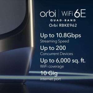 rūteris un satelīts netgear orbi rbke962 wifi 6e satellite quad band mesh wi fi