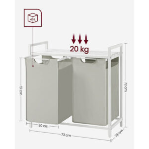 veļas grozs ar izvelkamiem veļas maisiem 2 x 46 l vasagle blh201w01