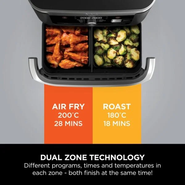 karstā gaisa friteris ninja foodi flexdrawer hot air fryer, dual zone, 10.4l af500eu