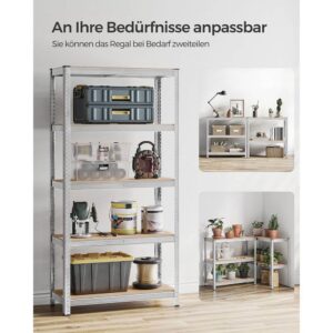 lielas slodzes mantu/virtuves plaukts songmics 40 x 90 x 180 cm 5 plaukti sudraba glr040e02