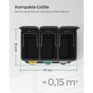 metāla atkritumu tvertne šķirošanai 3 in 1 24l (3x8l) songmics ltb24gs