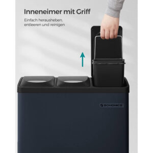 metāla atkritumu tvertne šķirošanai 3 in 1 24l (3x8l) songmics ltb24gs