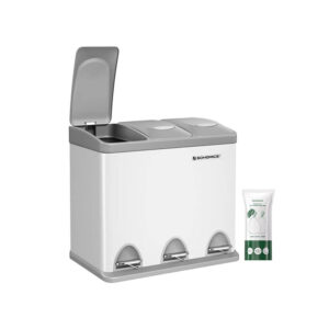 metāla atkritumu tvertne šķirošanai 3 in 1 24l (3x8l) songmics ltb24wt