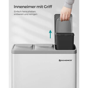 metāla atkritumu tvertne šķirošanai 3 in 1 24l (3x8l) songmics ltb24wt