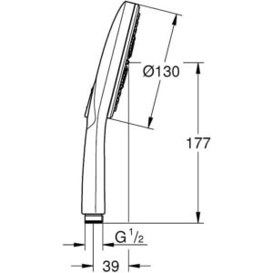 rokas dušas galva grohe 26544000 vitalio smartactive 130 mm (3 jet types, anti limescale system) hroma