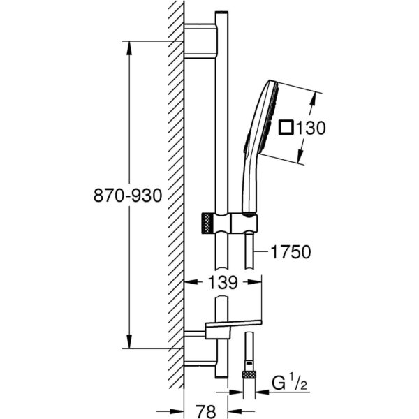 rokas dušas galvas komplekts grohe 26586000 vitalio smartactive 130 mm cube 3 jet types hroma