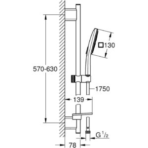 rokas dušas galvas komplekts grohe 26596000 vitalio smartactive 130 mm cube (water saving, 3 jet types, anti limescale system) hroma
