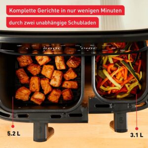karstā gaisa friteris tefal ey9018 dual easy fry 5.2/3.1 l 2700 w