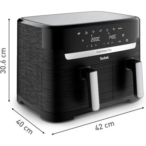 karstā gaisa friteris tefal ey9018 dual easy fry 5.2/3.1 l 2700 w