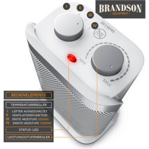 keramiskais ventilatora sildītājs brandson 303319 1500w balts