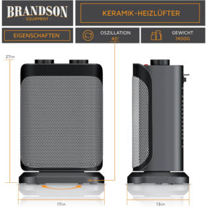 keramiskais ventilatora sildītājs brandson 303904 1500w melns