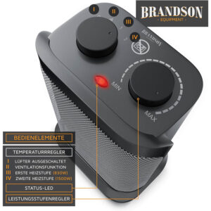 keramiskais ventilatora sildītājs brandson 303904 1500w melns