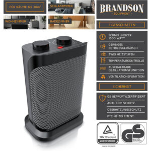 keramiskais ventilatora sildītājs brandson 303904 1500w melns