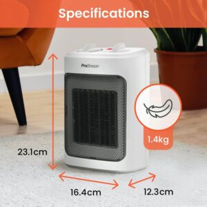 pro breeze 2000 w mini keramiskais ventilatora sildītājs balts