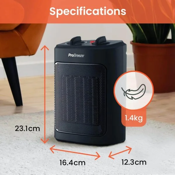 pro breeze 2000 w mini keramiskais ventilatora sildītājs