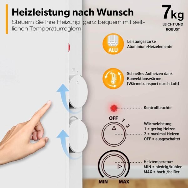 stikla elektriskais konvektora sildītājs tresko 1500 w balts