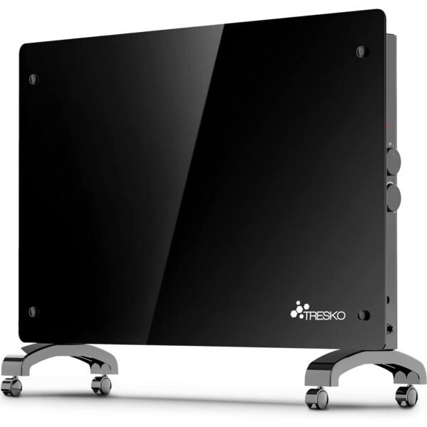stikla elektriskais konvektora sildītājs tresko 1500 w melns