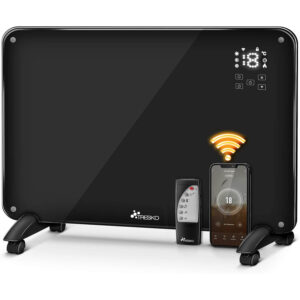 stikla elektriskais konvektora sildītājs tresko 2000 w smart app wifi melns