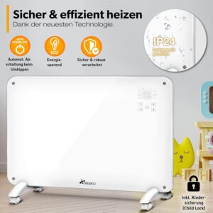 stikla konvektora sildītājs tresko 2000 w smart app wifi balts