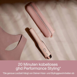 bezvadu matu taisnotājs ghd unplugged pink peach styler