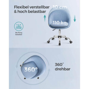 biroja krēsls songmics ‎obg020q01 gaiši zils audums
