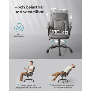 biroja krēsls songmics ‎obg040g01 pelēks audums