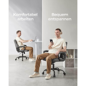 biroja krēsls songmics ‎obg040g01 pelēks audums