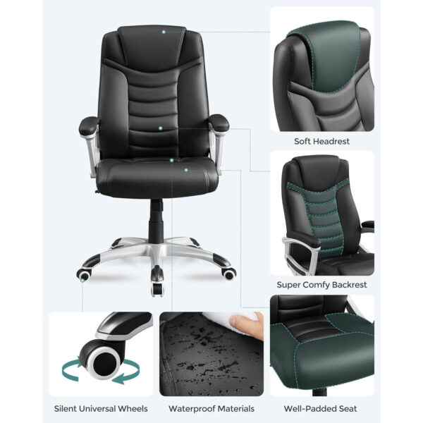 biroja krēsls songmics ‎obg21b melna mākslīgā āda