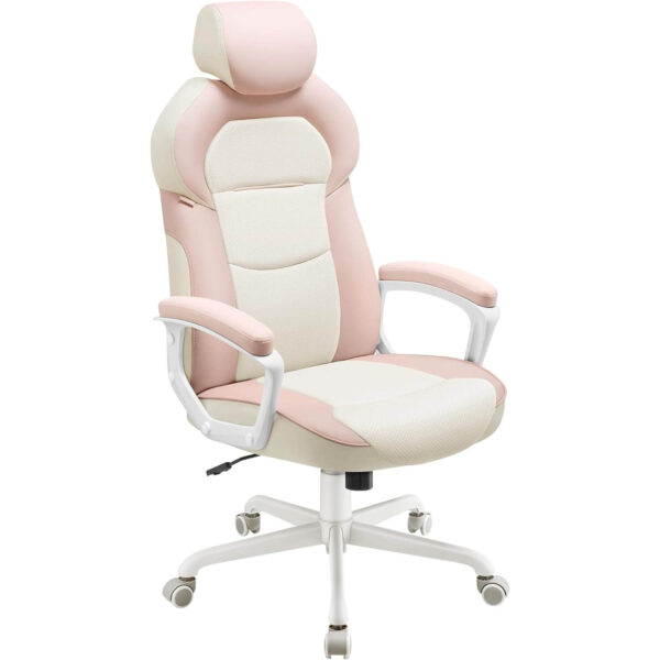 biroja krēsls / datorkrēsls songmics ‎obg066p01 rozā, balta mākslīgā āda