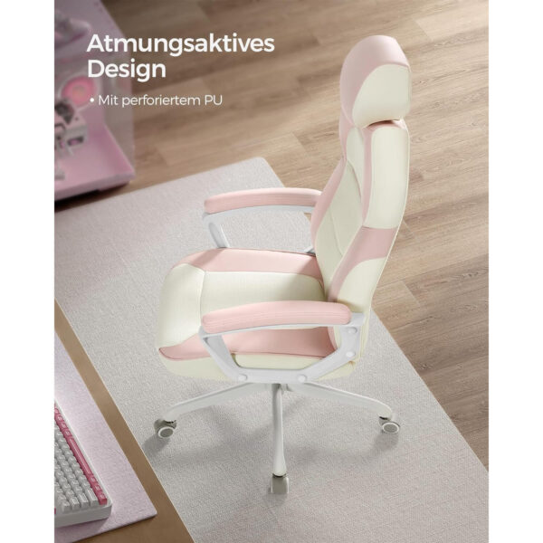 biroja krēsls / datorkrēsls songmics ‎obg066p01 rozā, balta mākslīgā āda