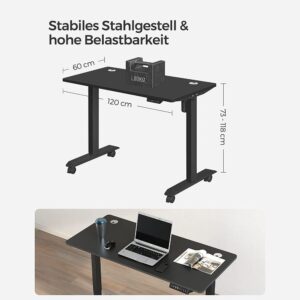 datorgalds / rakstāmgalds elektriski regulējams songmics lsd101b02 120 x 60 x (73 114)cm (gxpxa)