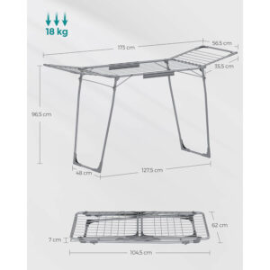 drēbju, veļas žāvēšanas statīvs songmics llr518g01 56.5 x 173 x 96.5 cm