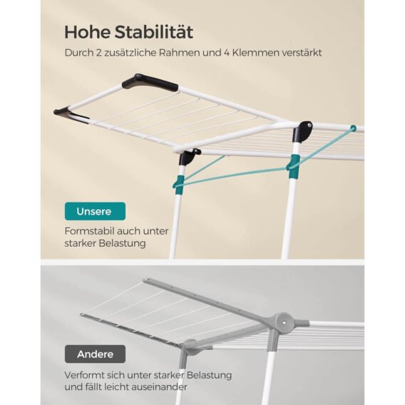 drēbju, veļas žāvēšanas statīvs songmics llr518w01 56.5 x 173 x 96.5 cm