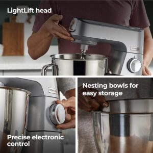 kenwood titanium chef baker kvc85.004si virtuves kombains ar integrētiem svariem, 2 trauki (5l un 3.5l) 1200 w