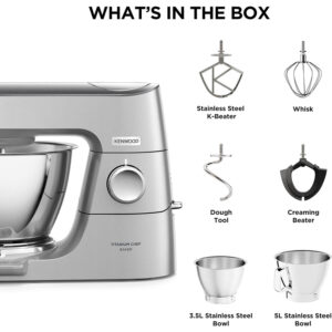 kenwood titanium chef baker kvc85.004si virtuves kombains ar integrētiem svariem, 2 trauki (5l un 3.5l) 1200 w