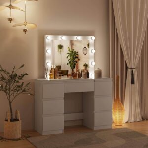 kosmētikas galds woltu ar led apgaismojumu mb6099ws