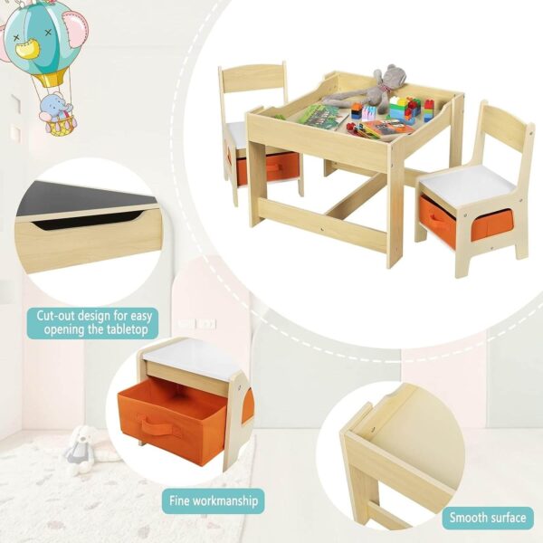 woltu sg002 bērnu koka mēbeļu komplekts galds un divi krēsli