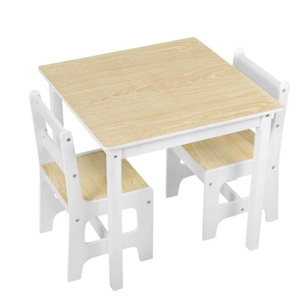 woltu sg005 bērnu koka mēbeļu komplekts galds un divi krēsli