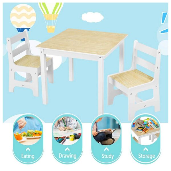 woltu sg005 bērnu koka mēbeļu komplekts galds un divi krēsli