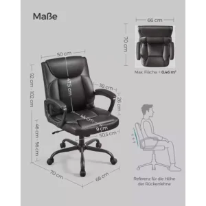biroja krēsls songmics ‎obg040b01 melna mākslīgā āda