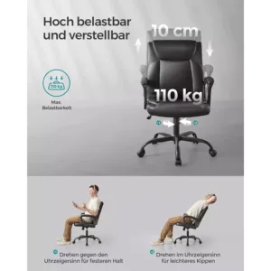 biroja krēsls songmics ‎obg040b01 melna mākslīgā āda
