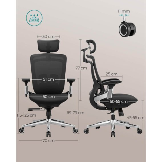 ergonomisks biroja krēsls songmics obn068b01 melns