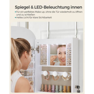 rotaslietu skapis songmics jjc026w01 ar bezrāmja spoguli