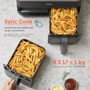 karstā gaisa friteris cosori dual zone hot air fryer 8.5 l 1750w ‎caf r901 aeu