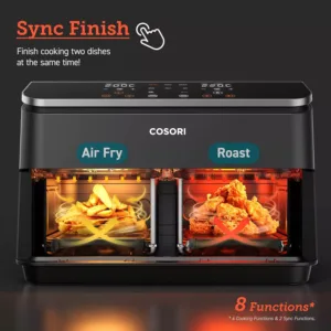 karstā gaisa friteris cosori dual zone hot air fryer 8.5 l 1750w ‎caf r901 aeu