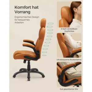 songmics obg065k01 biroja krēsls gaiši brūna mākslīgā āda
