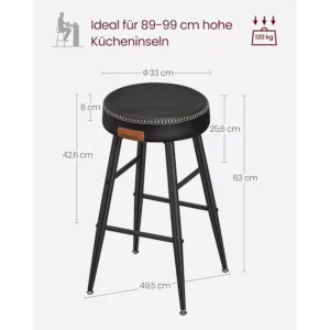 bāra krēsli vasagle ekho lbc080b01 2 gab. melns, 63cm