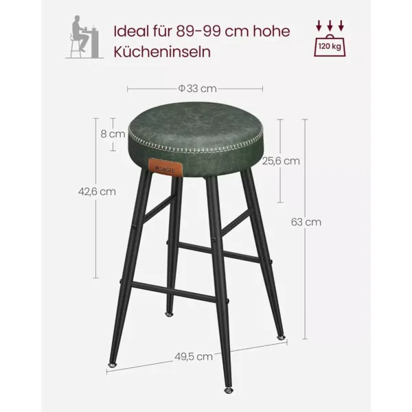 bāra krēsli vasagle ekho lbc080c01v1 2 gab. zaļš, 63cm