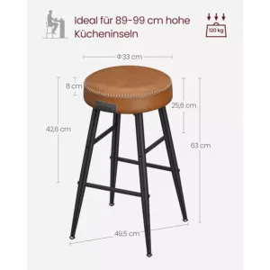 bāra krēsli vasagle ekho lbc080k01v1 2 gab. brūns, 63cm
